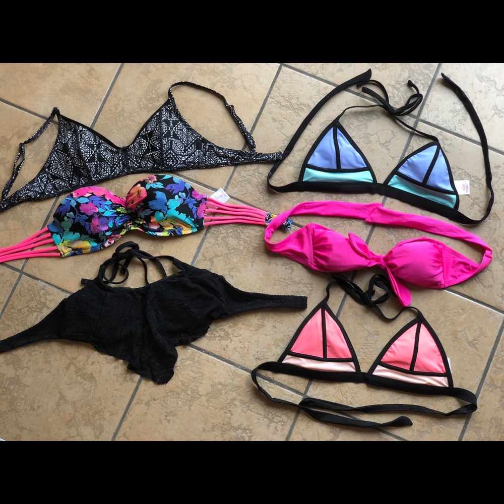 Variety of bathing suit tops, all size S